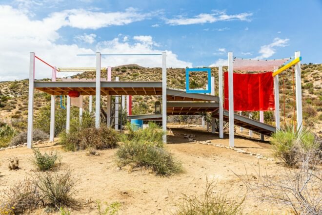 colorful platform elevated off the landscape