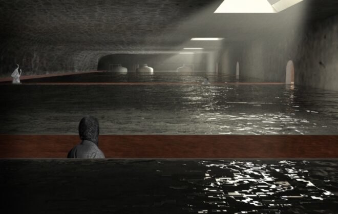 rendering of contained water in treatment plant