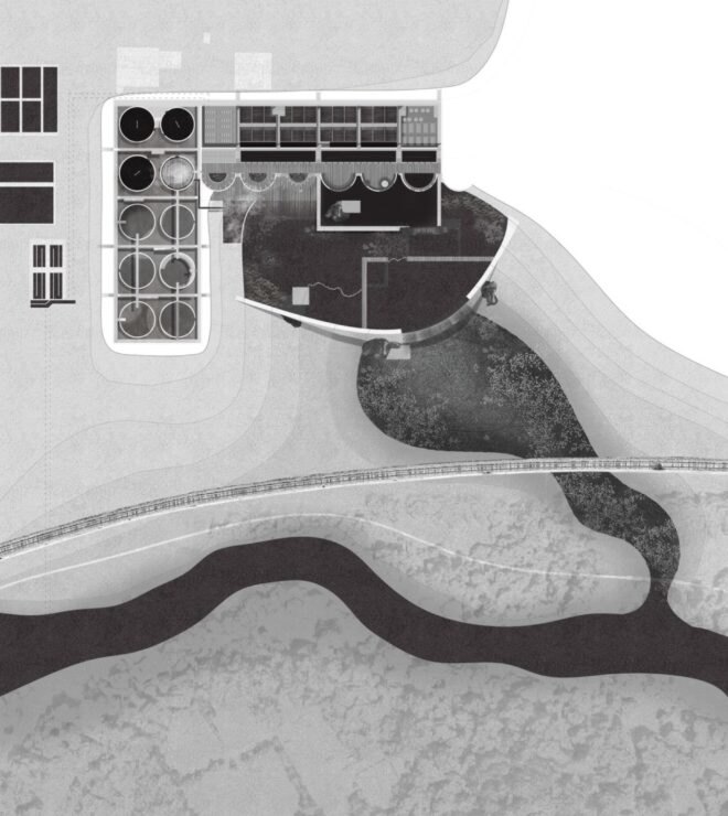 aerial map of wastewater treatment plant