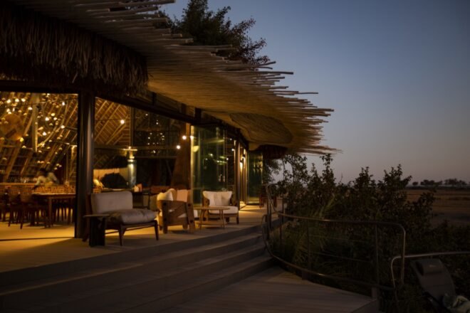 hotel dining area with thatched roof