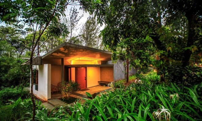 small villa with outdoor seating