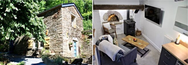 stone home surrounded by greenery
