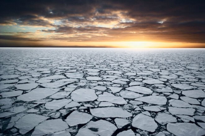 broken sheets of ice