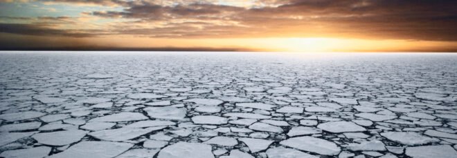 broken sheets of ice