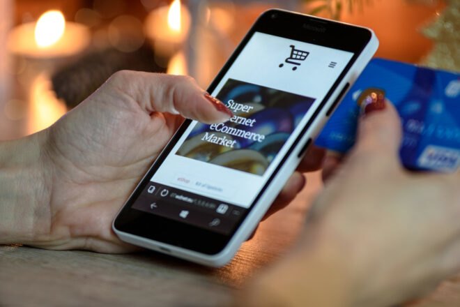 person ordering items from a smart phone