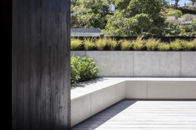 outdoor patio with built-in benches