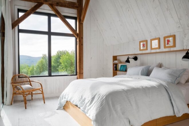 large bedroom with large window