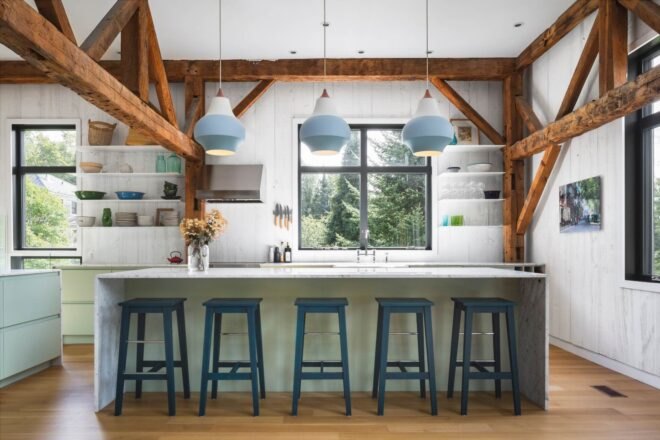 kitchen with wooden beams