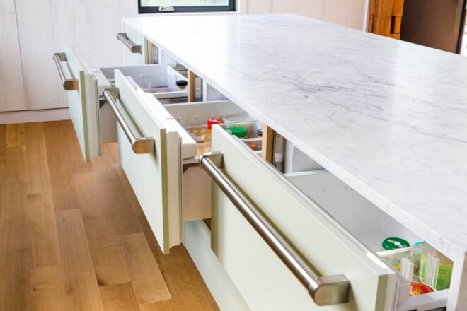 counter top with rollout drawers