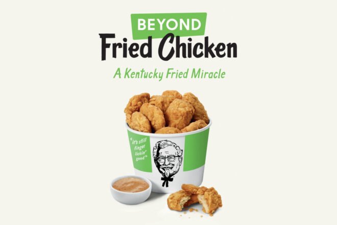 green bucket of fried chicken