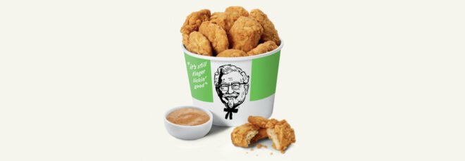 green bucket of fried chicken