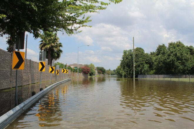 roadway flooded with water