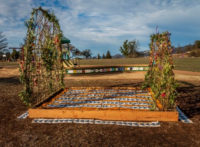 garden with patterned seed paper