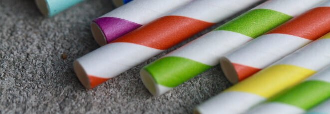 colorful striped paper straws