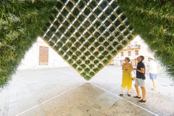 inverted structure with green walls