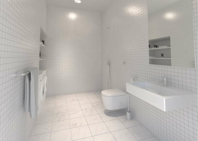 rendering of white bathroom