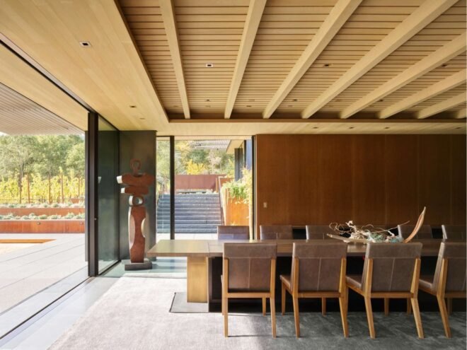 interior living space with glazed wall