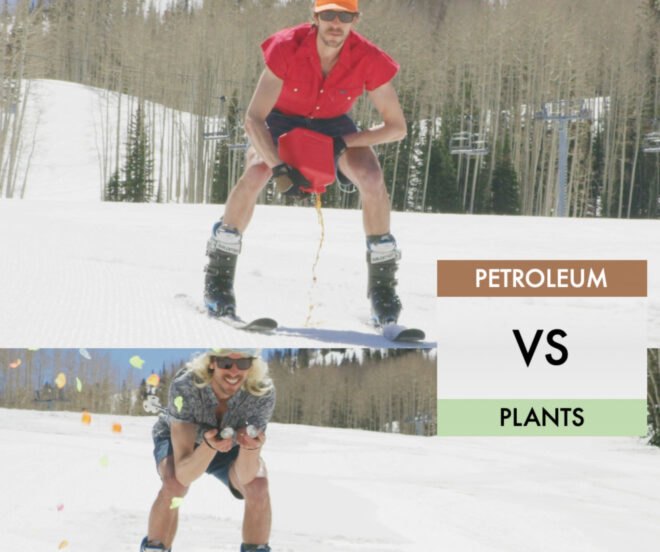 one man pouring gasoline on snowy landscape