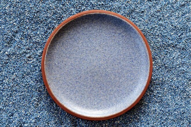 round ceramic blue plate