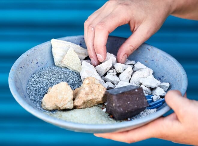 plate filled with ceramic pieces