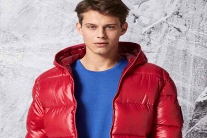 man wearing red jacket