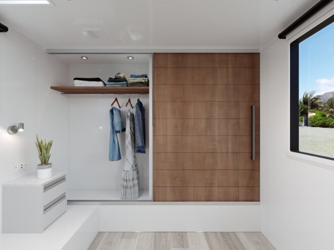 wood closet in an rv