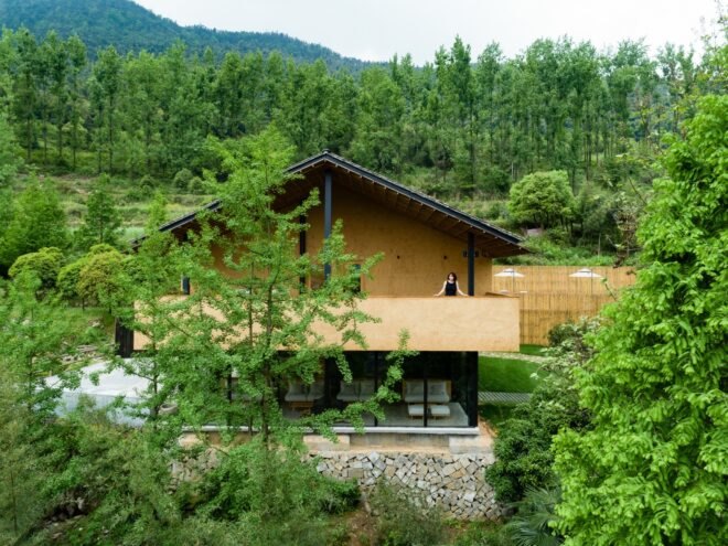 rural eco friendly village built with raw materials surrounded by greenery
