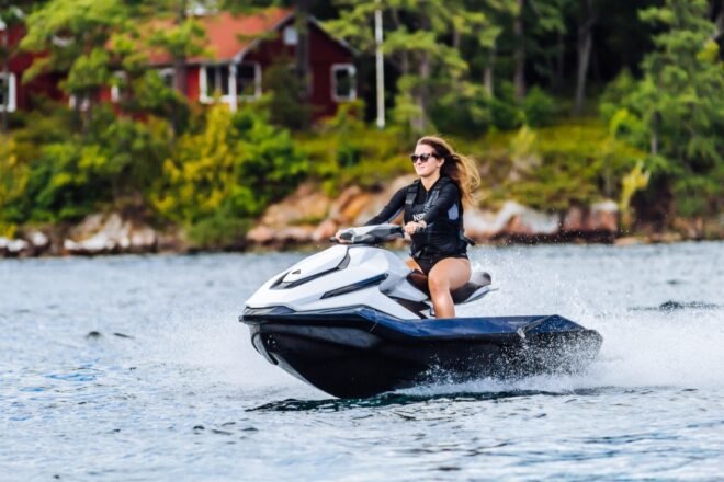 woman on electric water ski