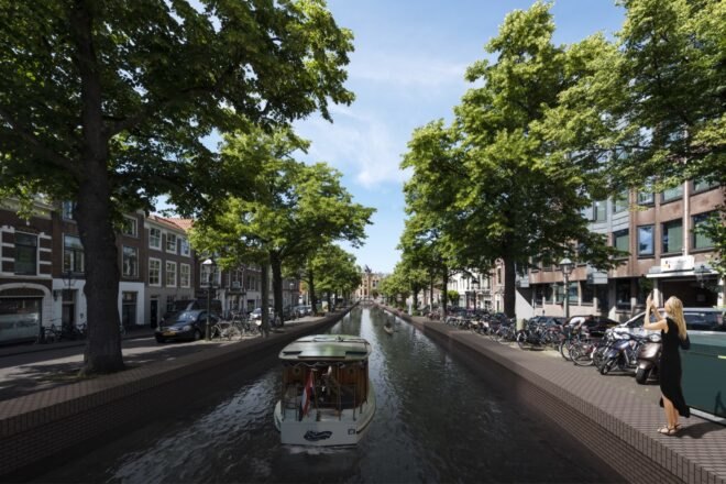 rendering of tourist boat on a canal