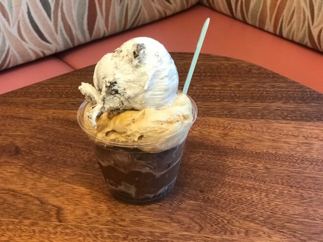 vegan gelato in cup on a table