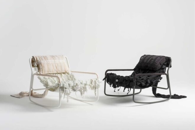 one white and one black chair