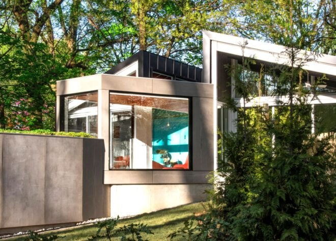 home with glass walls