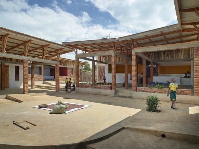 brick building with center courtyard