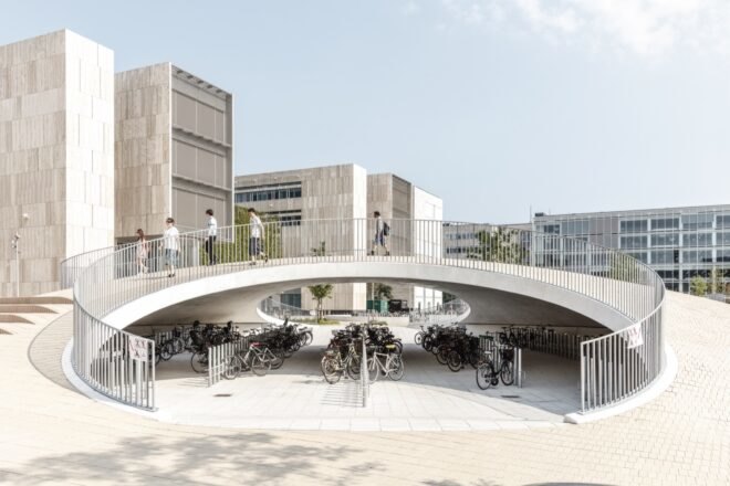 cave like structure that houses bicycles underneath