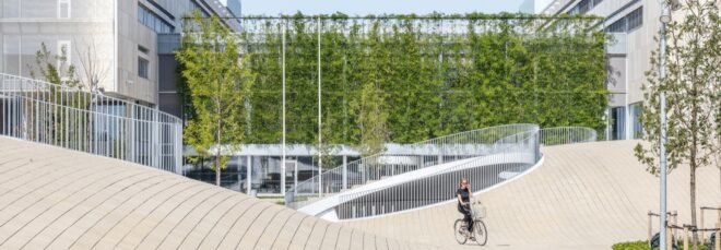 cave like structure that houses bicycles underneath