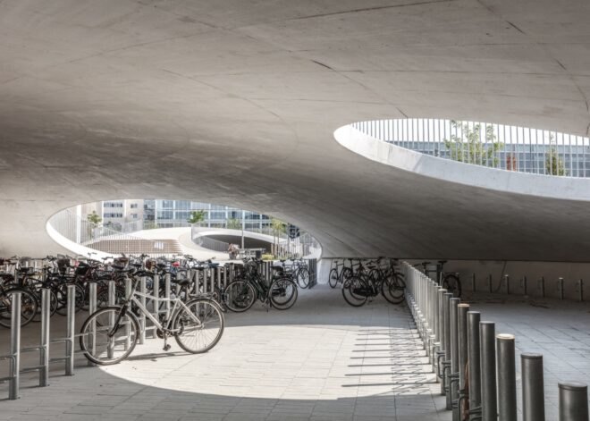 cave like structure that houses bicycles underneath