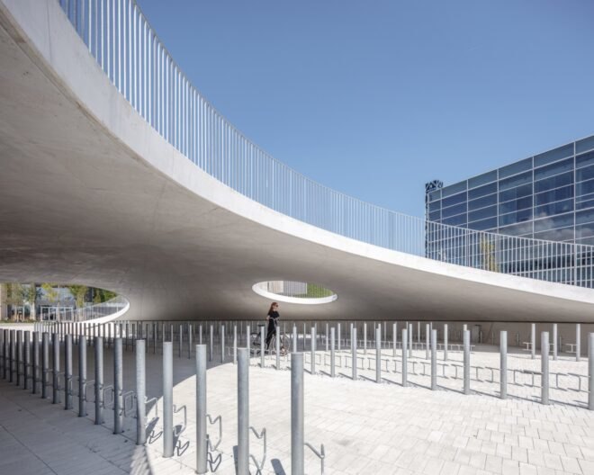 cave like structure that houses bicycles underneath