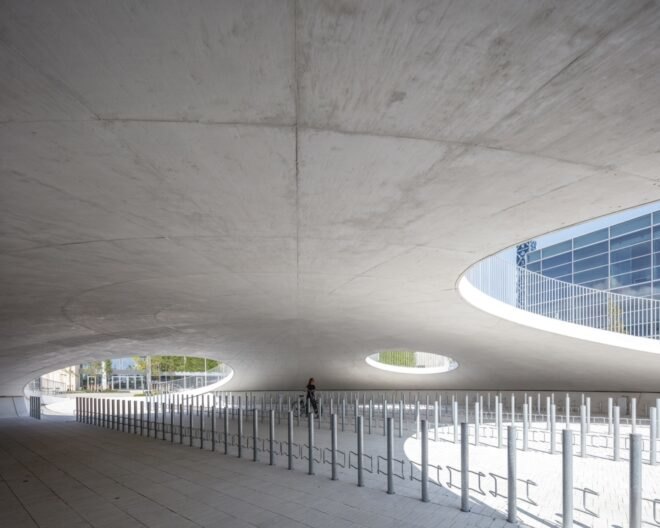 cave like structure that houses bicycles underneath