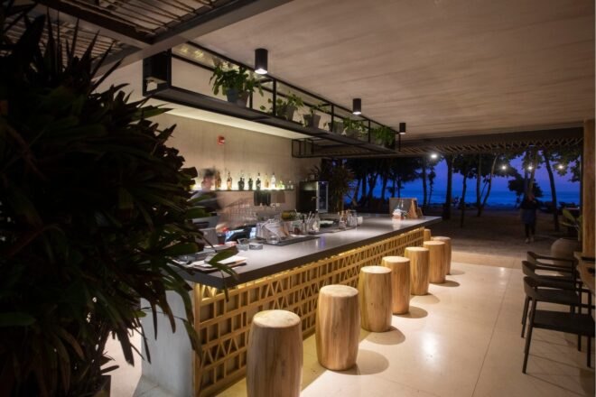 bar area with stools