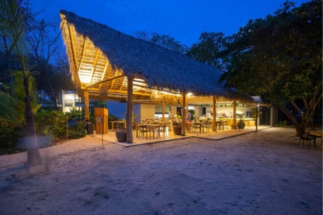 open-air pavilion with jutting out roof