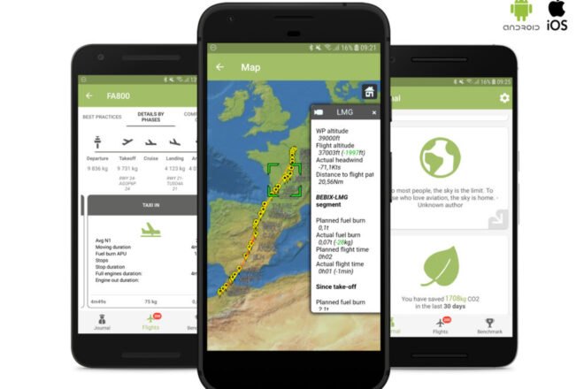 airline app on phone screen