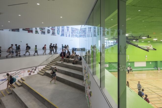 staircase near glass walls