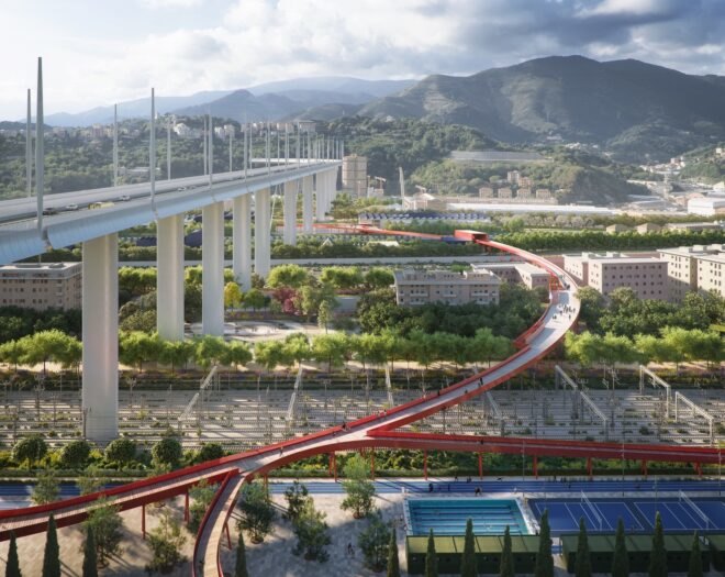 renderings of a park in the center of a city