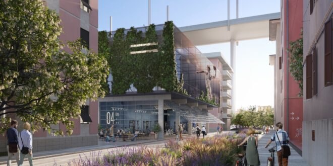 renderings of a park in the center of a city