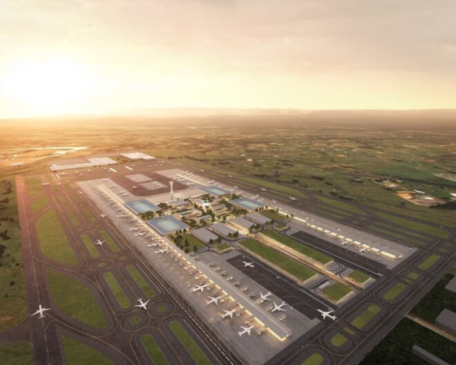 aerial rendering of greenfield airport