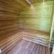 wood benches inside a sauna