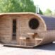 oval-shaped wooden sauna