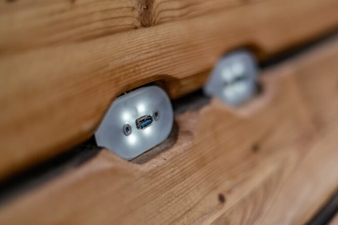 usb ports in wood