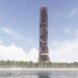 rendering of tower rising from a forest