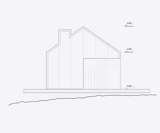 diagram of front of gabled cabin